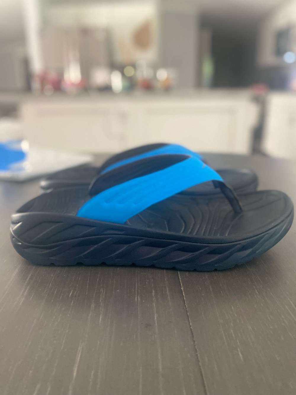 Hoka One One Blue and Black Men's / women Cushioned Flip Flops
